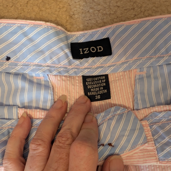 Men's Izod Blue and Pink Seersucker Shorts. Golf Or Dress Shorts, Size 36, EUC - Picture 7 of 10